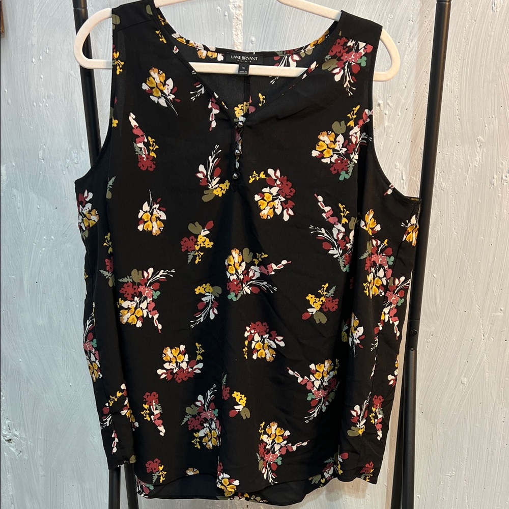 Lane Bryant polyester dress/career tank top black floral women’s plus Sz.16
